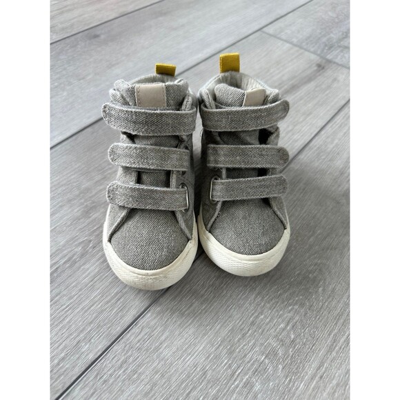 Cat & Jack 6C Sneakers Grey High Tops 3 Hook & Loop Straps Toddler - Picture 5 of 7